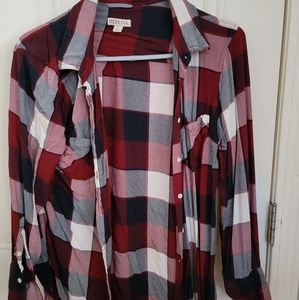 Merona Red Plaid Shirt, size large